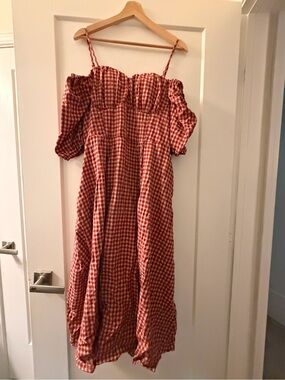 Allegra K Red and White Gingham Dress